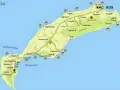 Mapa wyspy Kos z zaznaczonymi plażami (Paradise Beach, Magic Beach), miasteczkami (Kardamena, Tigaki) i górami. Idealna ściągawka, co zobaczyć na Kos!