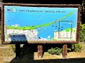 Mapa Parku Krajobrazowego "Mierzeja Wiślana" z zaznaczonymi atrakcjami, ptakami i legendą.