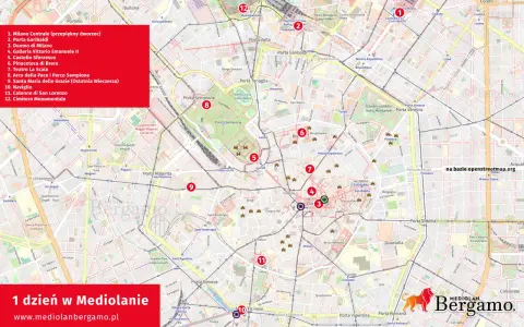 Mapa Mediolanu z zaznaczonymi atrakcjami, idealna na weekend. Zobacz, gdzie warto się wybrać!