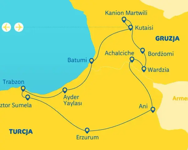 Mapa turystyczna Gruzji: trasa przez Batumi, Kutaisi, Wardzię i inne miejsca. Warto wiedzieć, że to fascynujący kraj!